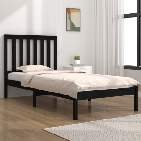 Giroletto Nero Legno Massello Pino 75x190 cm 2FT6 Small Single