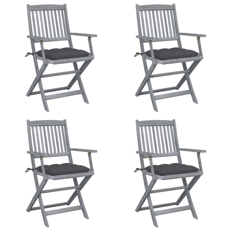 Sedie da Giardino Pieghevoli 4pz con Cuscini in Massello Acacia Sedie da Giardino Pieghevoli 4pz con Cuscini in Massello Acacia