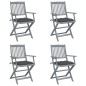 Sedie da Giardino Pieghevoli 4pz con Cuscini in Massello Acacia Sedie da Giardino Pieghevoli 4pz con Cuscini in Massello Acacia