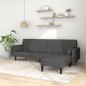 Divano Letto 2 Posti 2 Cuscini Poggiapiedi Grigio Scuro Tessuto Divano Letto 2 Posti 2 Cuscini Poggiapiedi Grigio Scuro Tessuto