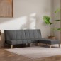 Divano Letto a 2 Posti Pouf e 2 Cuscini Grigio Chiaro Tessuto Divano Letto a 2 Posti Pouf e 2 Cuscini Grigio Chiaro Tessuto