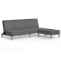 Divano Letto a 2 Posti Pouf e 2 Cuscini Grigio Chiaro Tessuto Divano Letto a 2 Posti Pouf e 2 Cuscini Grigio Chiaro Tessuto