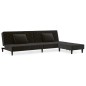 Divano Letto a 2 Posti con 2 Cuscini e Pouf Nero in Velluto Divano Letto a 2 Posti con 2 Cuscini e Pouf Nero in Velluto