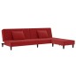 Divano Letto a 2 Posti 2 Cuscini e Pouf Rosso Vino in Tessuto Divano Letto a 2 Posti 2 Cuscini e Pouf Rosso Vino in Tessuto