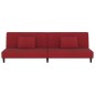 Divano Letto a 2 Posti 2 Cuscini e Pouf Rosso Vino in Tessuto Divano Letto a 2 Posti 2 Cuscini e Pouf Rosso Vino in Tessuto