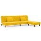 Divano Letto a 2 Posti con 2 Cuscini e Pouf Giallo in Velluto Divano Letto a 2 Posti con 2 Cuscini e Pouf Giallo in Velluto