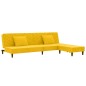 Divano Letto a 2 Posti con 2 Cuscini e Pouf Giallo in Velluto Divano Letto a 2 Posti con 2 Cuscini e Pouf Giallo in Velluto
