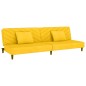 Divano Letto a 2 Posti con 2 Cuscini e Pouf Giallo in Velluto Divano Letto a 2 Posti con 2 Cuscini e Pouf Giallo in Velluto