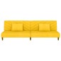 Divano Letto a 2 Posti con 2 Cuscini e Pouf Giallo in Velluto Divano Letto a 2 Posti con 2 Cuscini e Pouf Giallo in Velluto