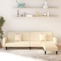 Divano Letto a 2 Posti con 2 Cuscini e Pouf Crema in Velluto Divano Letto a 2 Posti con 2 Cuscini e Pouf Crema in Velluto