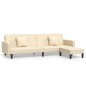 Divano Letto a 2 Posti con 2 Cuscini e Pouf Crema in Velluto Divano Letto a 2 Posti con 2 Cuscini e Pouf Crema in Velluto