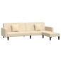 Divano Letto a 2 Posti con 2 Cuscini e Pouf Crema in Velluto Divano Letto a 2 Posti con 2 Cuscini e Pouf Crema in Velluto
