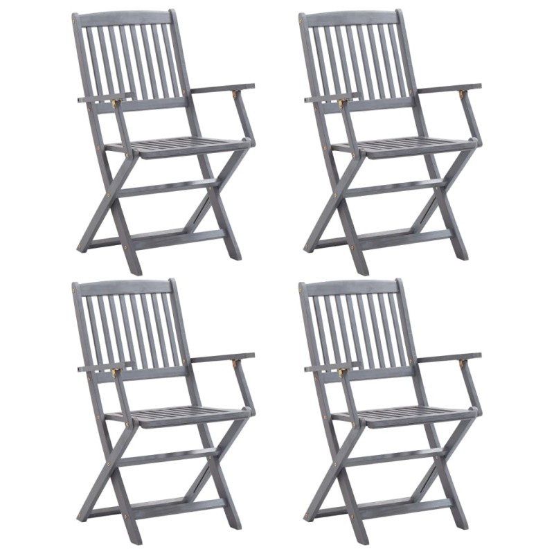 Sedie da Giardino Pieghevoli 4 pz in Legno Massello d'Acacia Sedie da Giardino Pieghevoli 4 pz in Legno Massello d'Acacia