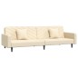 Divano Letto a 2 Posti con 2 Cuscini e Pouf Crema in Velluto Divano Letto a 2 Posti con 2 Cuscini e Pouf Crema in Velluto