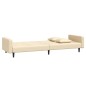 Divano Letto a 2 Posti con 2 Cuscini e Pouf Crema in Velluto Divano Letto a 2 Posti con 2 Cuscini e Pouf Crema in Velluto