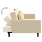 Divano Letto a 2 Posti con 2 Cuscini e Pouf Crema in Velluto Divano Letto a 2 Posti con 2 Cuscini e Pouf Crema in Velluto