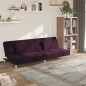 Divano Letto a 2 Posti con 2 Cuscini Viola in Tessuto Divano Letto a 2 Posti con 2 Cuscini Viola in Tessuto