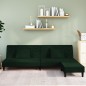 Divano Letto a 2 Posti con 2 Cuscini e Pouf Verde Scuro Velluto Divano Letto a 2 Posti con 2 Cuscini e Pouf Verde Scuro Velluto