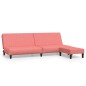 Divano Letto a 2 Posti con Poggiapiedi Rosa in Velluto Divano Letto a 2 Posti con Poggiapiedi Rosa in Velluto