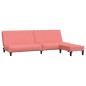 Divano Letto a 2 Posti con Poggiapiedi Rosa in Velluto Divano Letto a 2 Posti con Poggiapiedi Rosa in Velluto