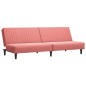 Divano Letto a 2 Posti con Poggiapiedi Rosa in Velluto Divano Letto a 2 Posti con Poggiapiedi Rosa in Velluto