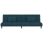 Divano Letto a 2 Posti con 2 Cuscini e Pouf Blu in Velluto Divano Letto a 2 Posti con 2 Cuscini e Pouf Blu in Velluto