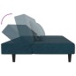 Divano Letto a 2 Posti con 2 Cuscini e Pouf Blu in Velluto Divano Letto a 2 Posti con 2 Cuscini e Pouf Blu in Velluto