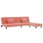 Divano Letto a 2 Posti con 2 Cuscini e Pouf Rosa in Velluto Divano Letto a 2 Posti con 2 Cuscini e Pouf Rosa in Velluto
