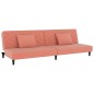 Divano Letto a 2 Posti con 2 Cuscini e Pouf Rosa in Velluto Divano Letto a 2 Posti con 2 Cuscini e Pouf Rosa in Velluto