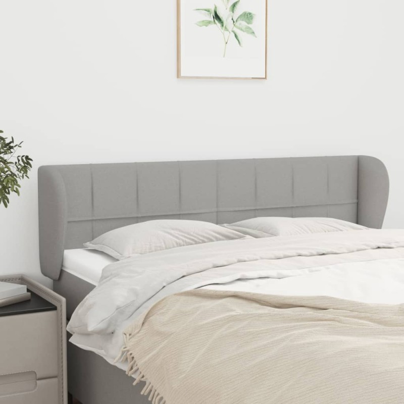 Testiera ad Orecchio Grigio Chiaro 147x23x78/88 cm in Tessuto Testiera ad Orecchio Grigio Chiaro 147x23x78/88 cm in Tessuto