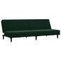 Divano Letto a 2 Posti con Poggiapiedi Verde Scuro in Velluto Divano Letto a 2 Posti con Poggiapiedi Verde Scuro in Velluto