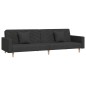 Divano Letto a 2 Posti con 2 Cuscini e Pouf Nero in Tessuto Divano Letto a 2 Posti con 2 Cuscini e Pouf Nero in Tessuto