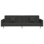 Divano Letto a 2 Posti con 2 Cuscini e Pouf Nero in Tessuto Divano Letto a 2 Posti con 2 Cuscini e Pouf Nero in Tessuto