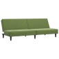 Divano Letto a 2 Posti con Poggiapiedi Verde Chiaro in Velluto Divano Letto a 2 Posti con Poggiapiedi Verde Chiaro in Velluto