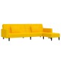 Divano Letto 2 Posti con 2 Cuscini e Poggiapiedi Giallo Velluto Divano Letto 2 Posti con 2 Cuscini e Poggiapiedi Giallo Velluto