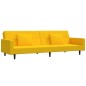 Divano Letto 2 Posti con 2 Cuscini e Poggiapiedi Giallo Velluto Divano Letto 2 Posti con 2 Cuscini e Poggiapiedi Giallo Velluto