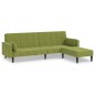 Divano Letto 2 Posti 2 Cuscini Poggiapiedi Verde Chiaro Velluto Divano Letto 2 Posti 2 Cuscini Poggiapiedi Verde Chiaro Velluto