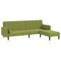 Divano Letto 2 Posti 2 Cuscini Poggiapiedi Verde Chiaro Velluto Divano Letto 2 Posti 2 Cuscini Poggiapiedi Verde Chiaro Velluto