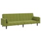 Divano Letto 2 Posti 2 Cuscini Poggiapiedi Verde Chiaro Velluto Divano Letto 2 Posti 2 Cuscini Poggiapiedi Verde Chiaro Velluto