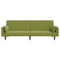 Divano Letto 2 Posti 2 Cuscini Poggiapiedi Verde Chiaro Velluto Divano Letto 2 Posti 2 Cuscini Poggiapiedi Verde Chiaro Velluto
