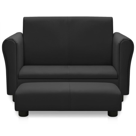 Divano per Bambini con Sgabello Nero Similpelle