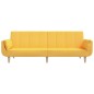 Divano Letto a 2 Posti con Pouf e Due Cuscini Giallo in Tessuto Divano Letto a 2 Posti con Pouf e Due Cuscini Giallo in Tessuto