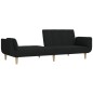 Divano Letto a 2 Posti con Pouf e Due Cuscini Nero in Tessuto Divano Letto a 2 Posti con Pouf e Due Cuscini Nero in Tessuto