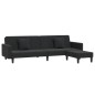 Divano Letto a 2 Posti con 2 Cuscini e Pouf Nero in Velluto Divano Letto a 2 Posti con 2 Cuscini e Pouf Nero in Velluto