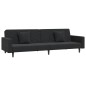 Divano Letto a 2 Posti con 2 Cuscini e Pouf Nero in Velluto Divano Letto a 2 Posti con 2 Cuscini e Pouf Nero in Velluto