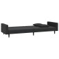 Divano Letto a 2 Posti con 2 Cuscini e Pouf Nero in Velluto Divano Letto a 2 Posti con 2 Cuscini e Pouf Nero in Velluto