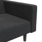 Divano Letto a 2 Posti con 2 Cuscini e Pouf Nero in Velluto Divano Letto a 2 Posti con 2 Cuscini e Pouf Nero in Velluto