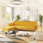 Divano Letto a 2 Posti con Pouf e Due Cuscini Giallo in Velluto Divano Letto a 2 Posti con Pouf e Due Cuscini Giallo in Velluto