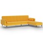Divano Letto a 2 Posti con Pouf e Due Cuscini Giallo in Velluto Divano Letto a 2 Posti con Pouf e Due Cuscini Giallo in Velluto