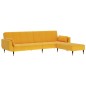 Divano Letto a 2 Posti con Pouf e Due Cuscini Giallo in Velluto Divano Letto a 2 Posti con Pouf e Due Cuscini Giallo in Velluto